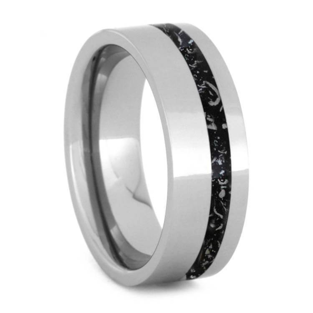 Black Stardust 8mm Titanium Comfort-Fit Wedding Band