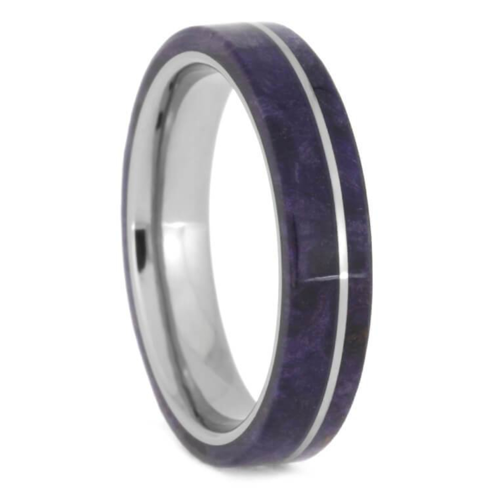 Purple Box Elder Burl 4.5mm Titanium Comfort-Fit Wedding Band