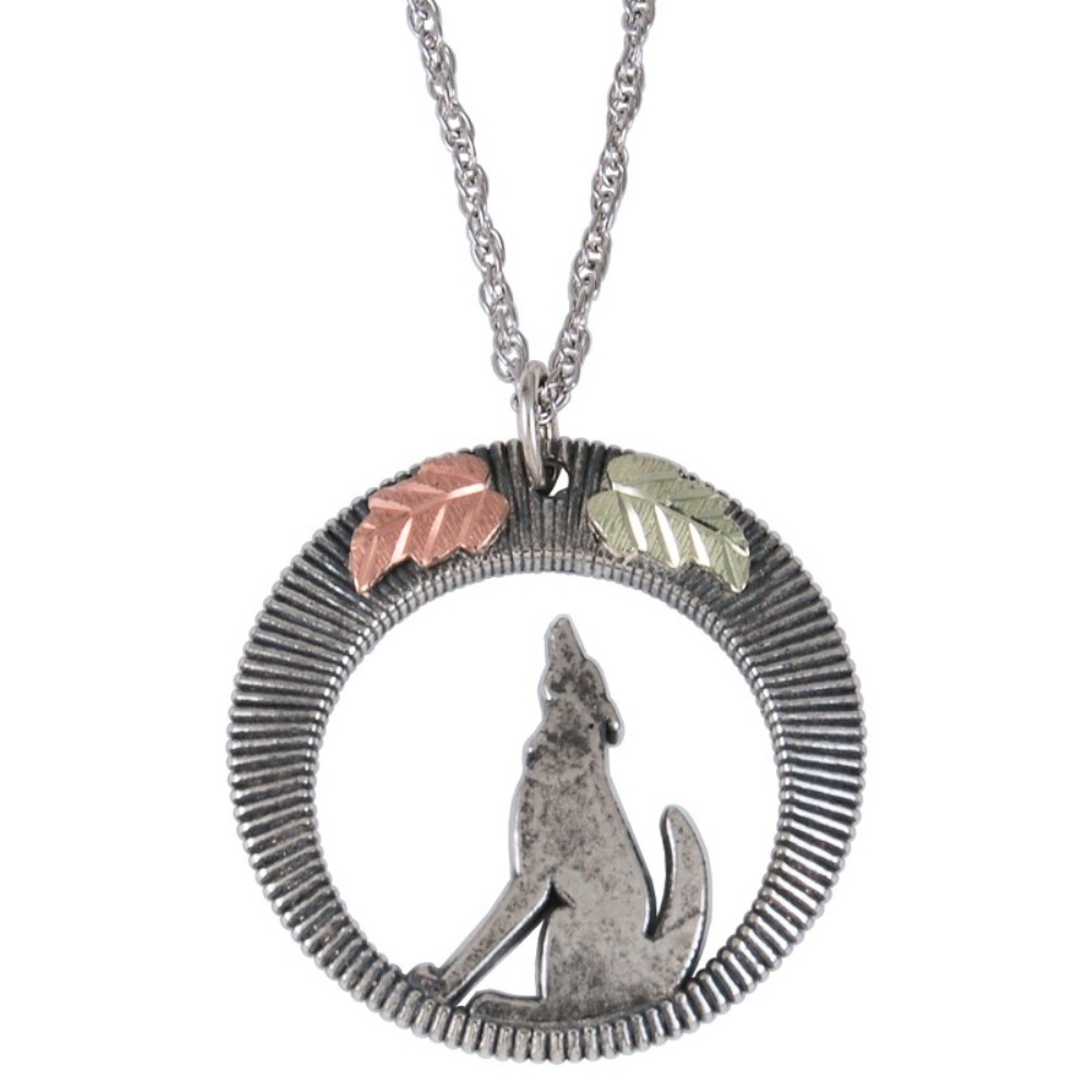 Wolf in Circle Pendant Necklace