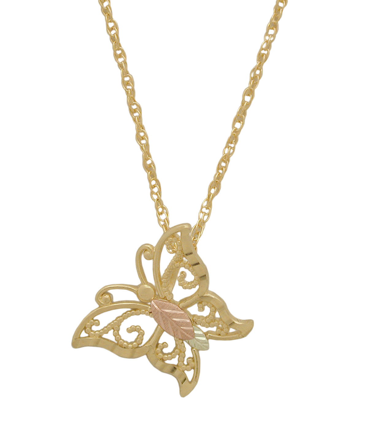 Butterfly Necklace in Black Hills Gold. 