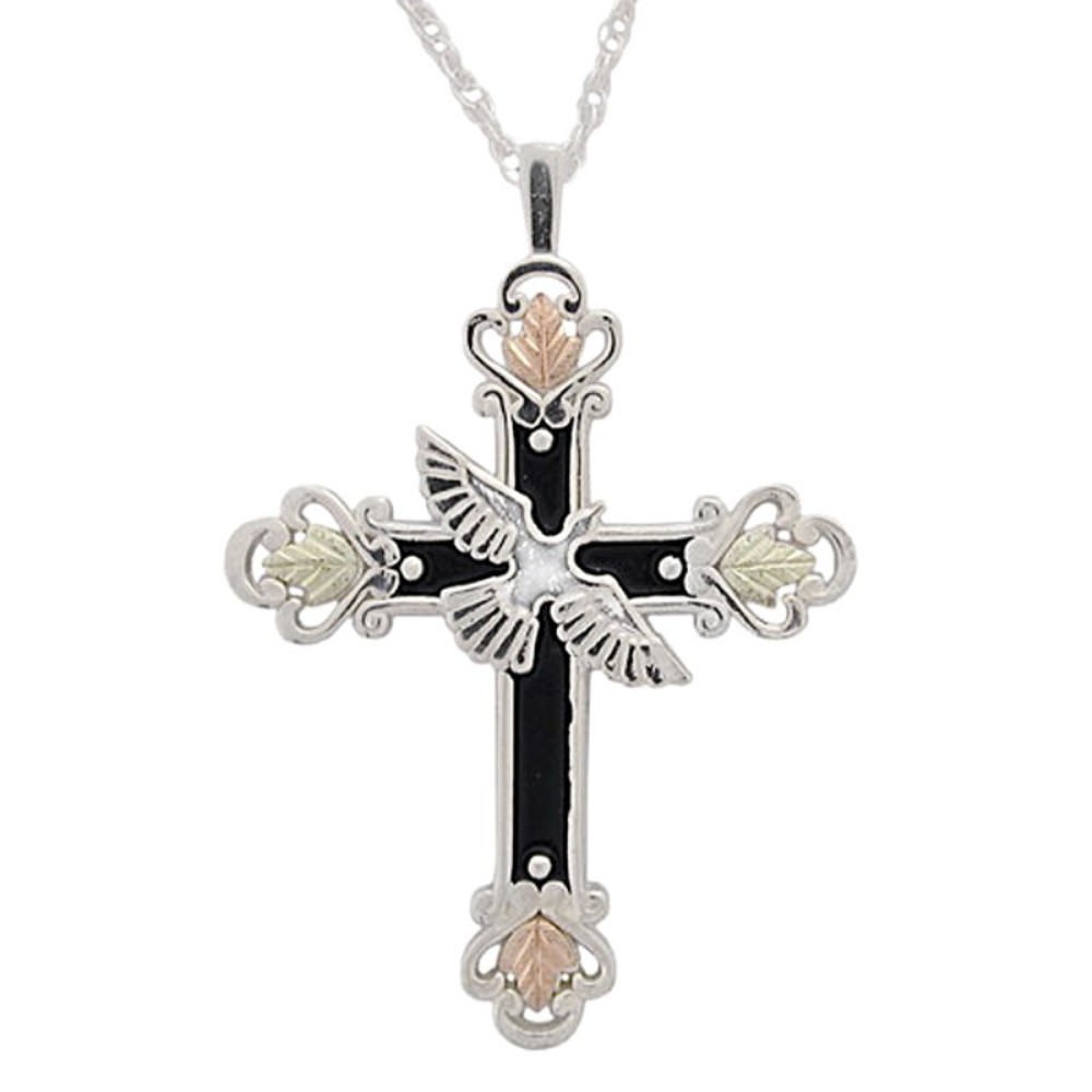 Cross Pendant with Dove Necklace, Sterling Silver