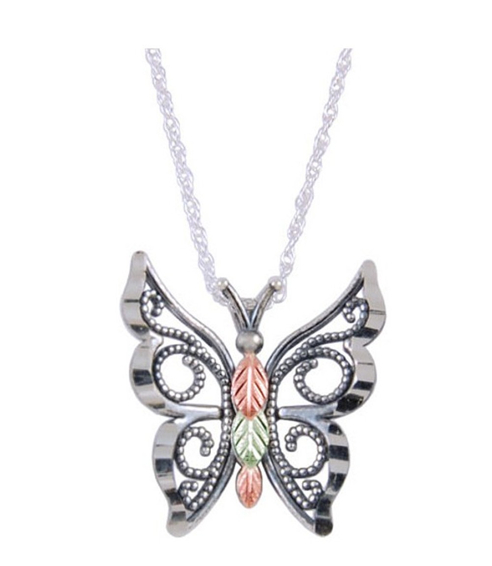 Oxidized Butterfly Pendant Necklace