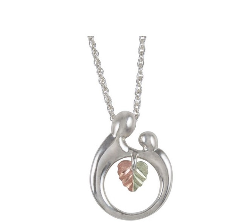 Tri-Color Mother and Child Pendant Necklace