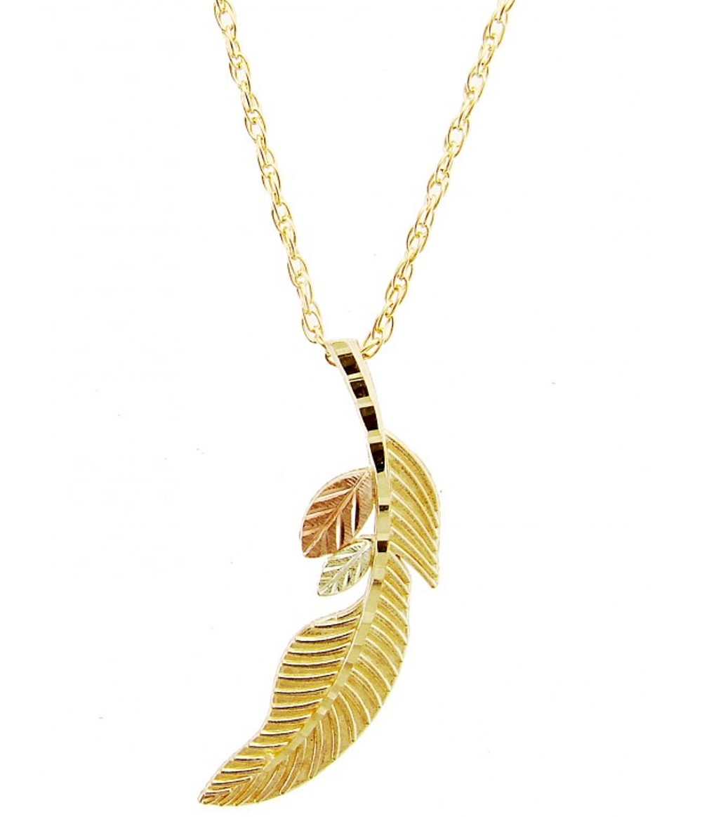 Feather and Leaf Pendant Necklace