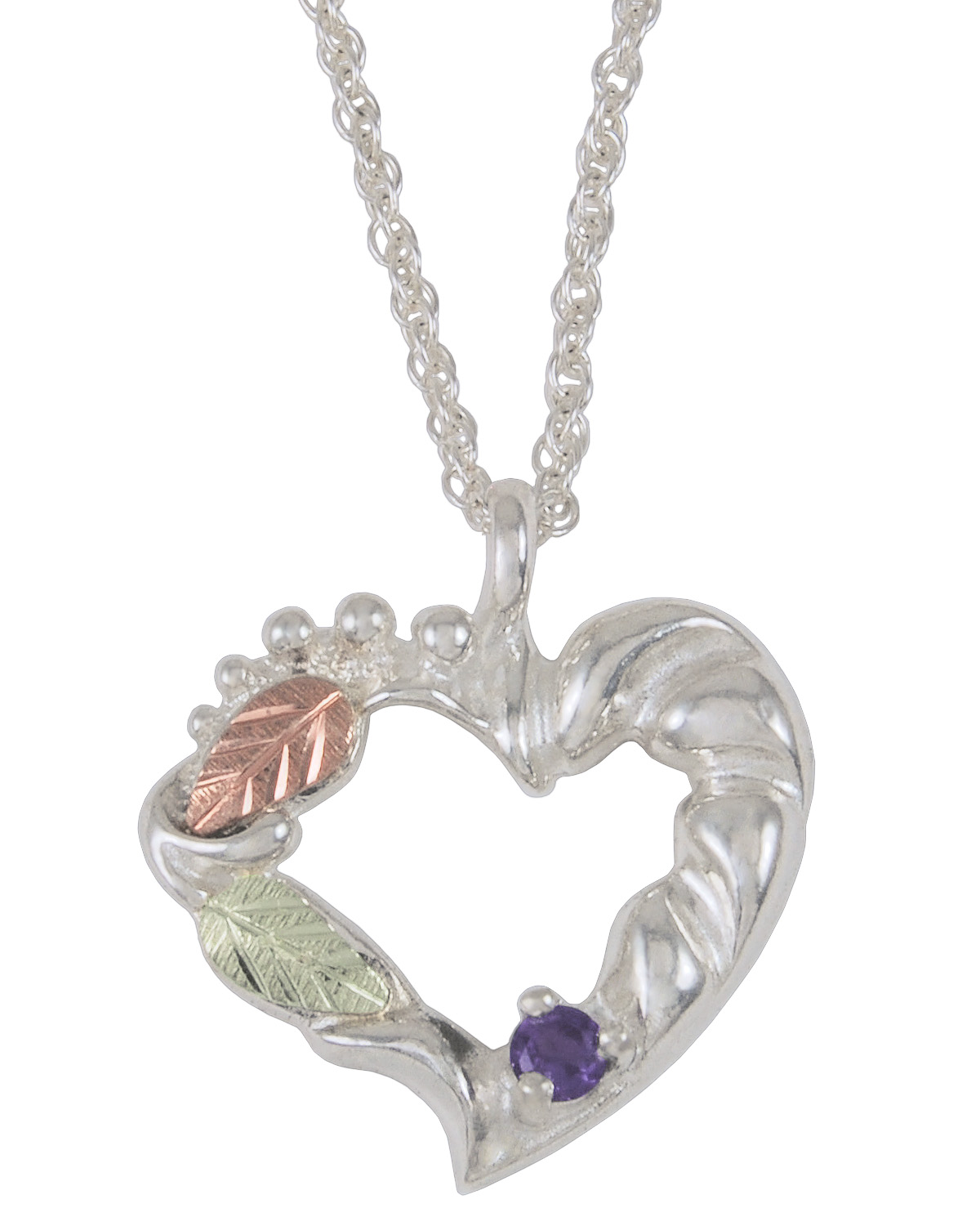 Amethyst Heart Pendant Necklace, Sterling Silver
