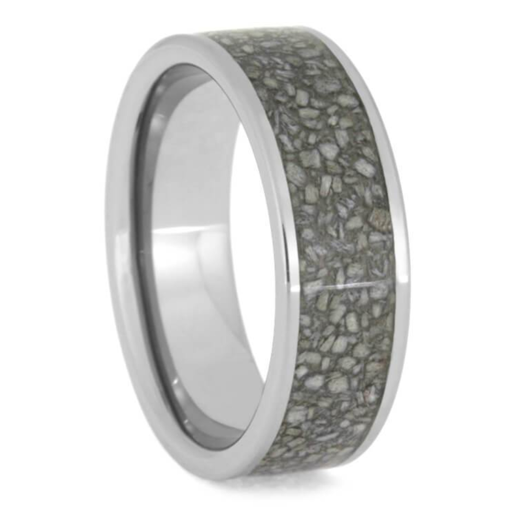 Crushed Deer Antler 8mm Tungsten Comfort-Fit Carbide Wedding Band