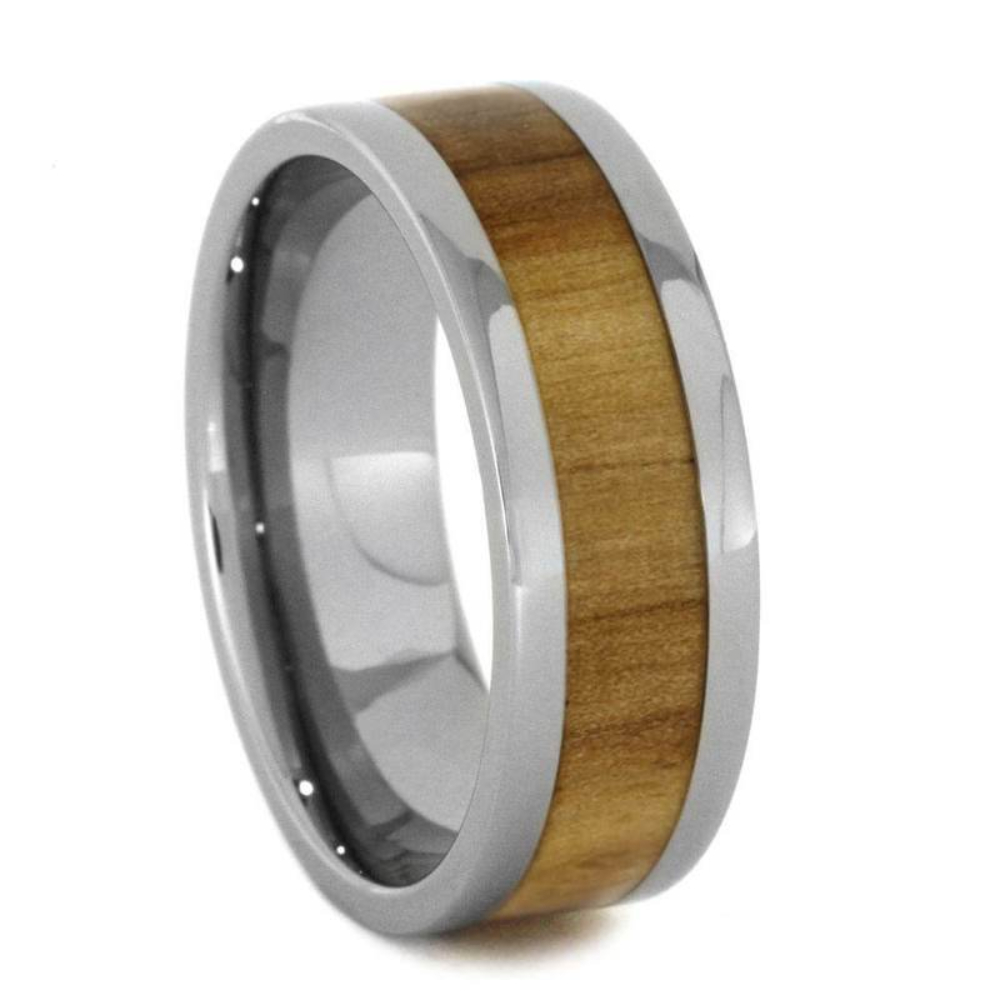 ROWAN WOOD WEDDING BAND, TITANIUM RING FOR MEN