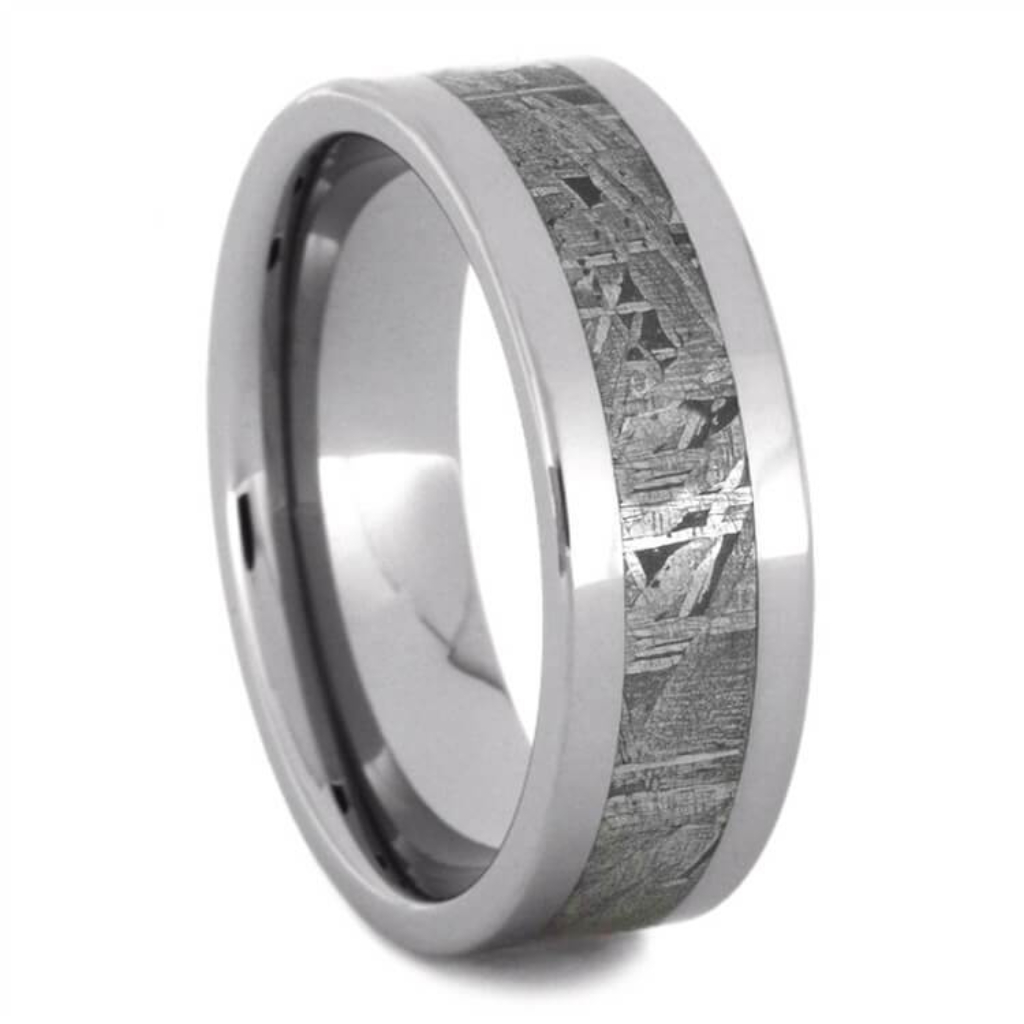 Gibeon meteorite 8mm Tungsten Comfort-Fit Wedding Band