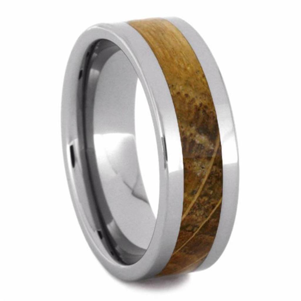    Whiskey Barrel Oak Wood 8mm Tungsten Comfort-Fit Wedding Band