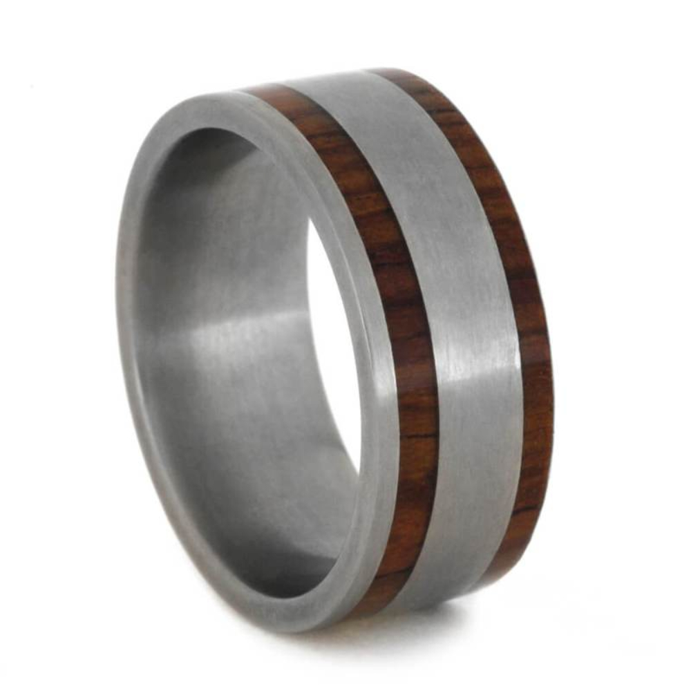  Honduran Rosewood 9mm Comfort-Fit Titanium Band