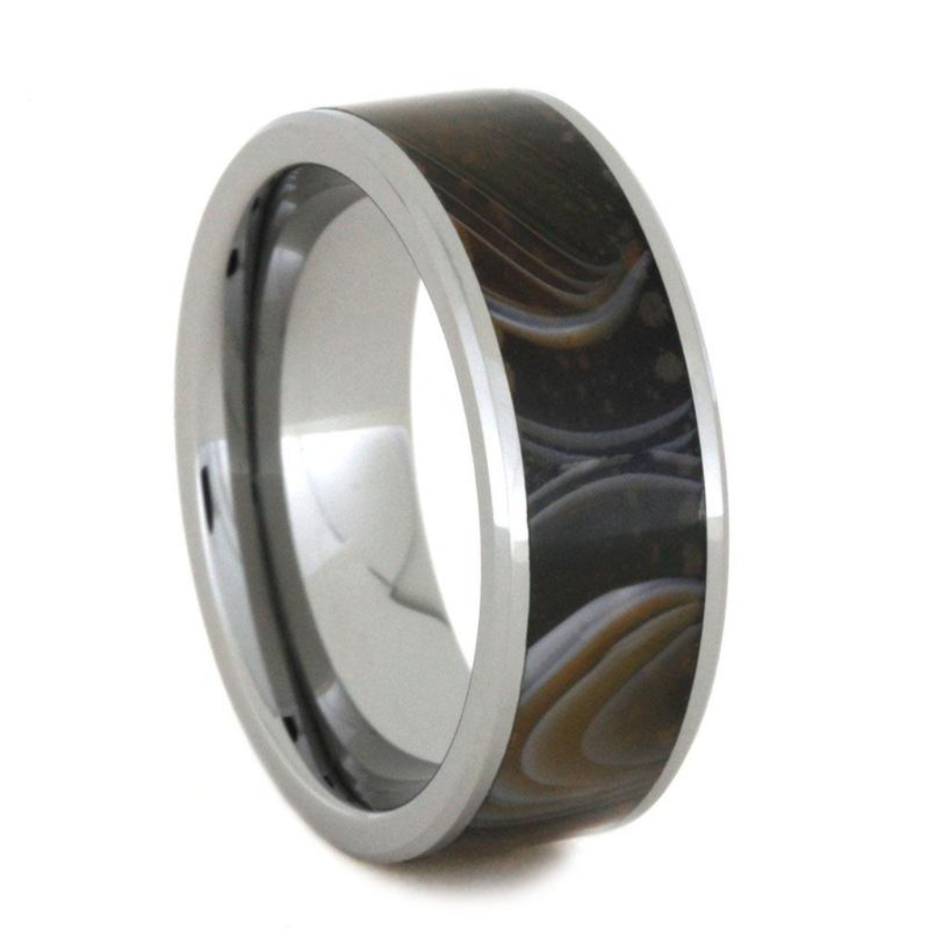 Agate 8mm Tungsten Comfort-Fit Wedding Band