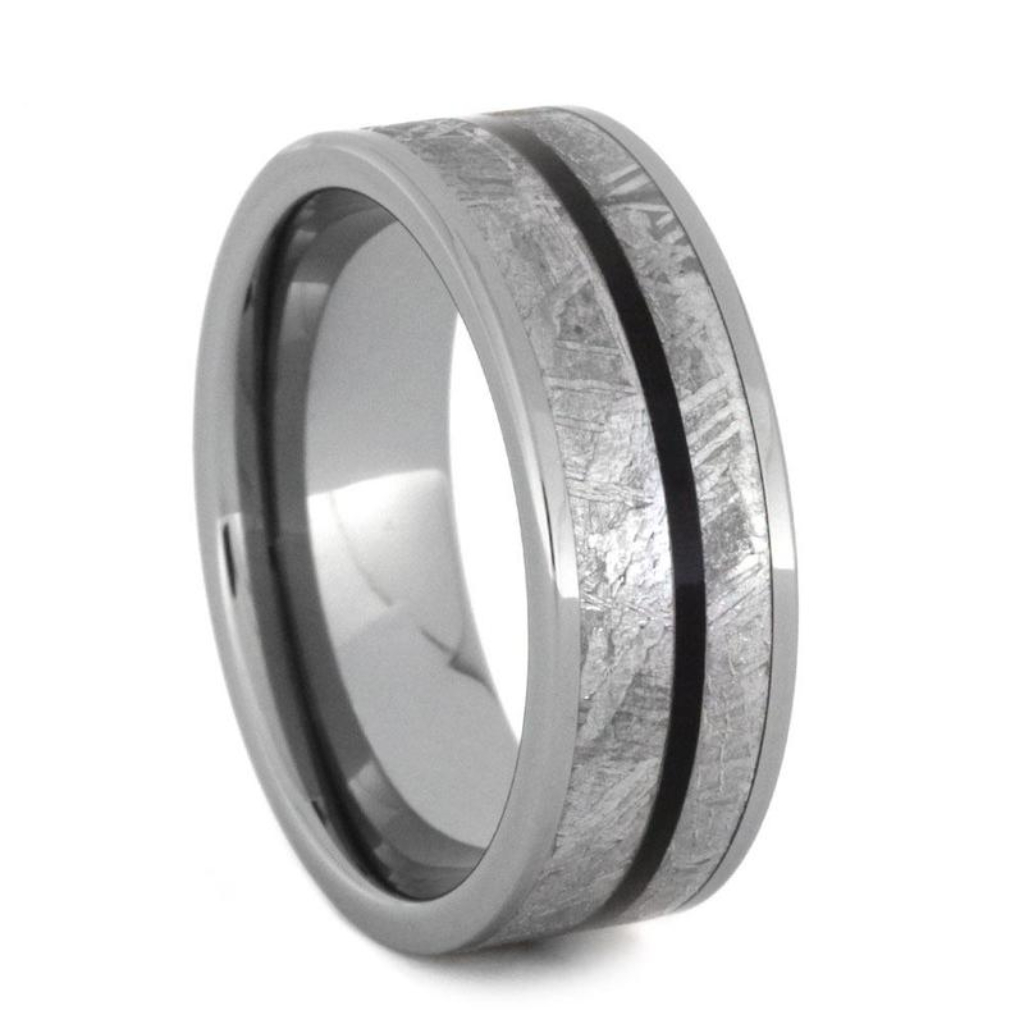   Meteorite, African Blackwood 8mm Tungsten Comfort-Fit Wedding Band