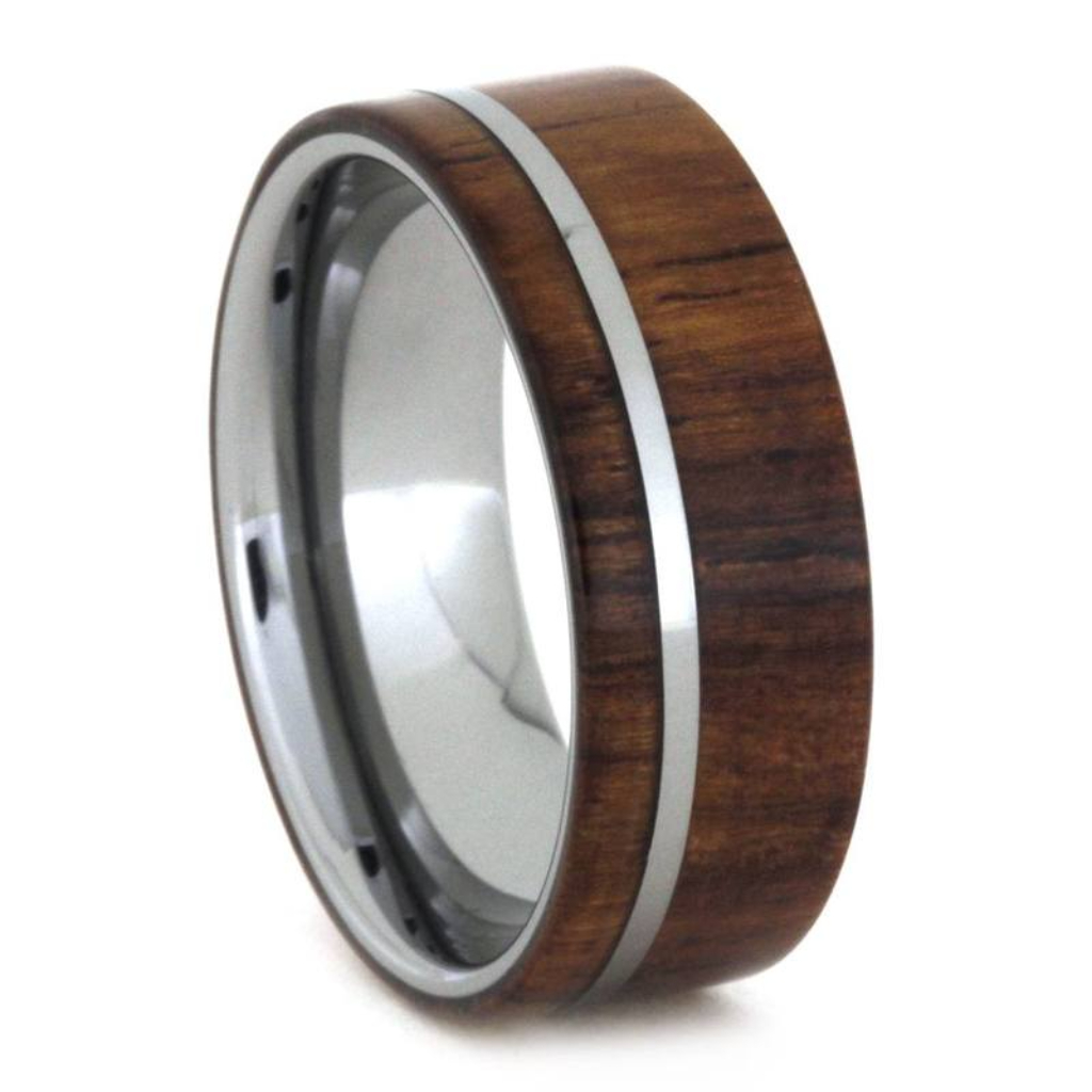 Honduran Rosewood 8mm Tungsten Comfort-Fit Wedding Band