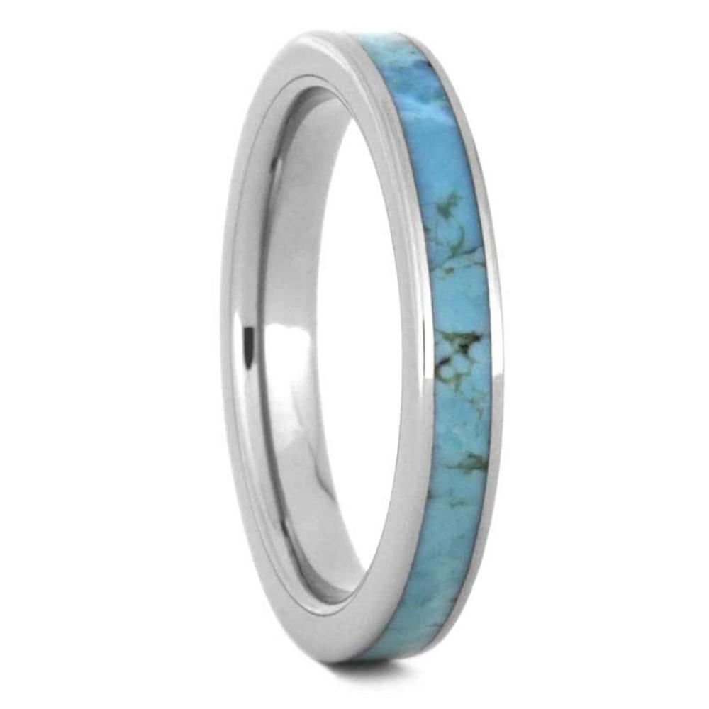 Turquoise, Titanium 3mm  Comfort-Fit Titanium Wedding Band