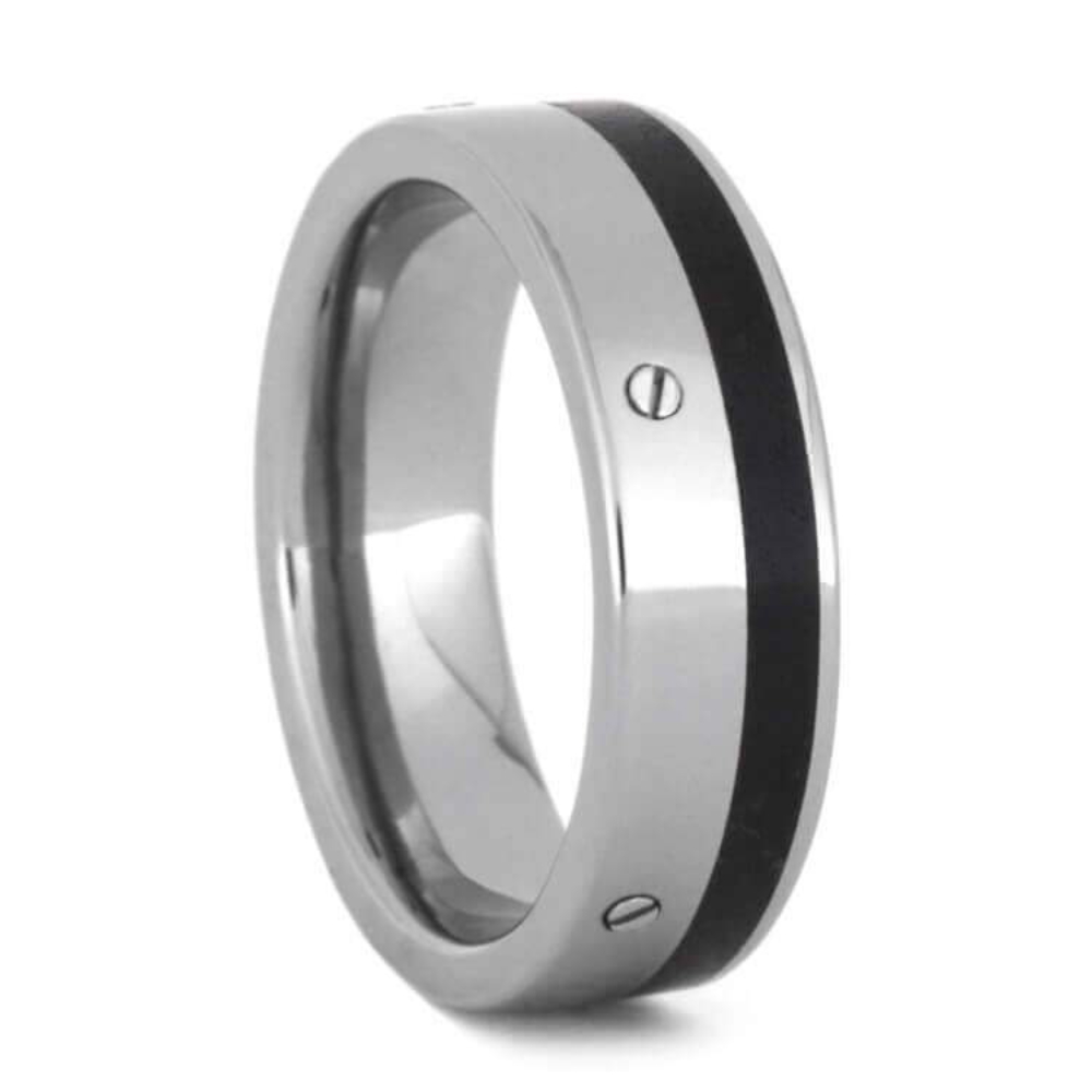 Obsidian 6.25mm Titanium Comfort-Fit Wedding Band 