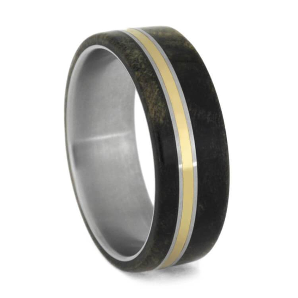 Buckeye Burl, Bronze, Titanium 8mm Comfort-Fit Matte Titanium Wedding Band 