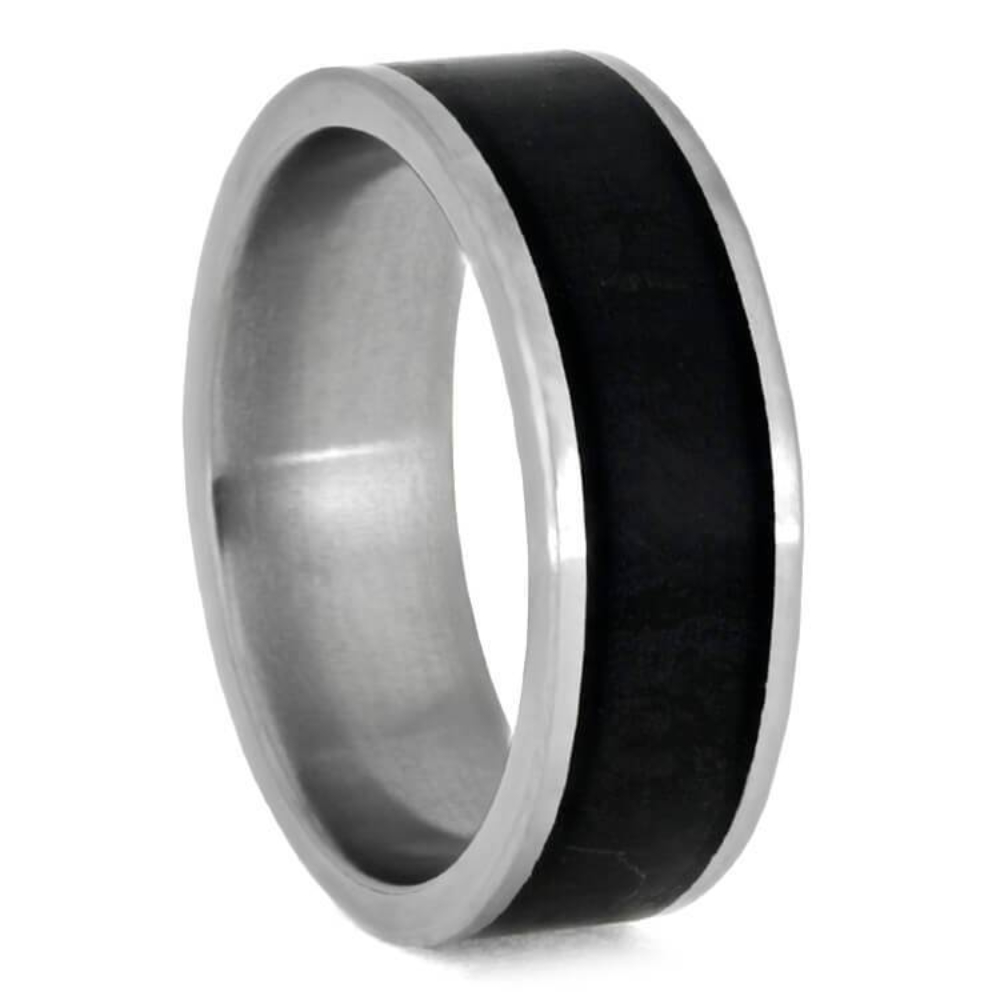  Black Jade 8mm Comfort-Fit Matte Titanium Wedding Band