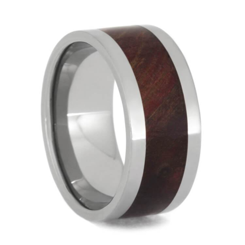  Ruby Redwood Burl 10mm Titanium Comfort-Fit Wedding Ring