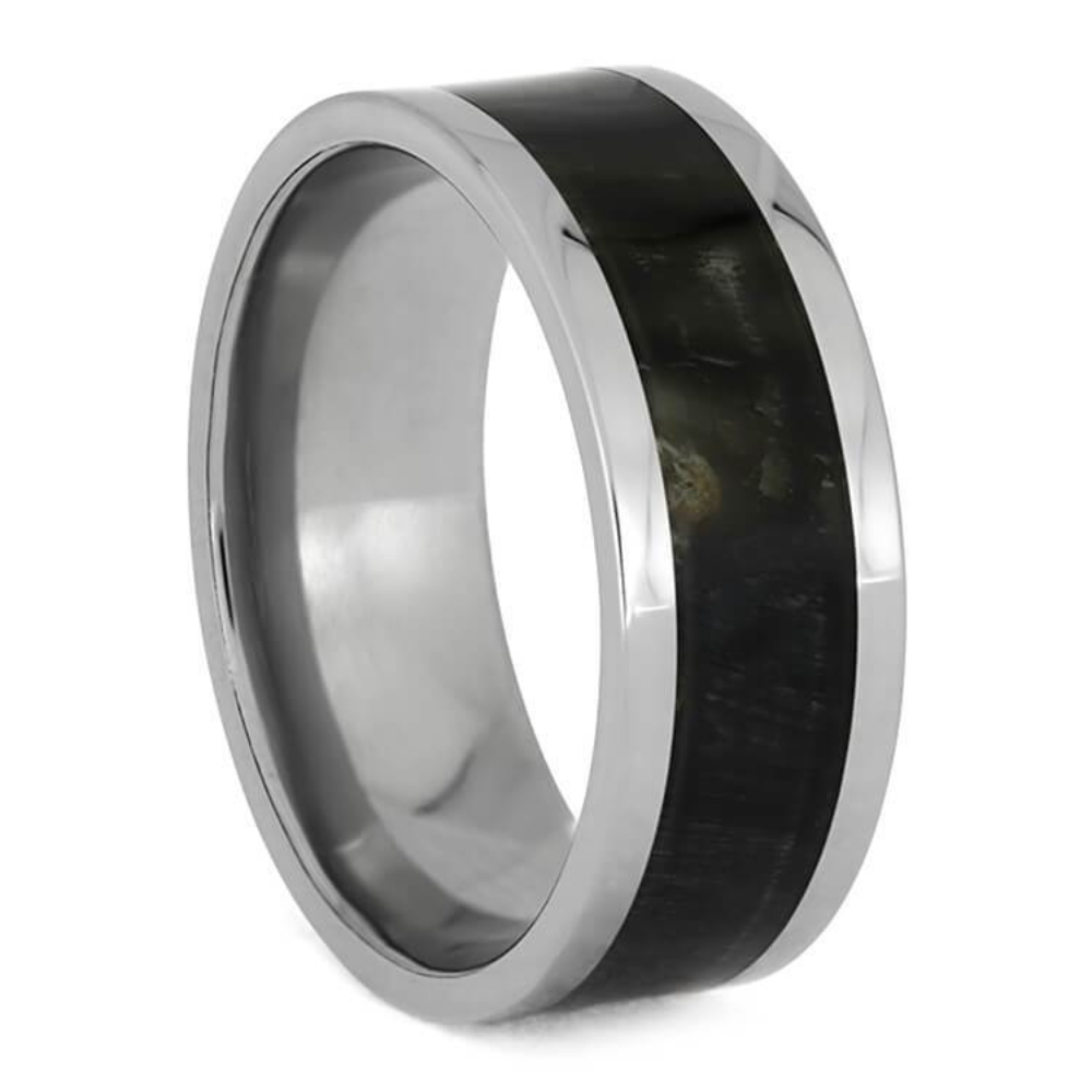   Springbok Horn Inlay 8mm Comfort-Fit Titanium Wedding Band