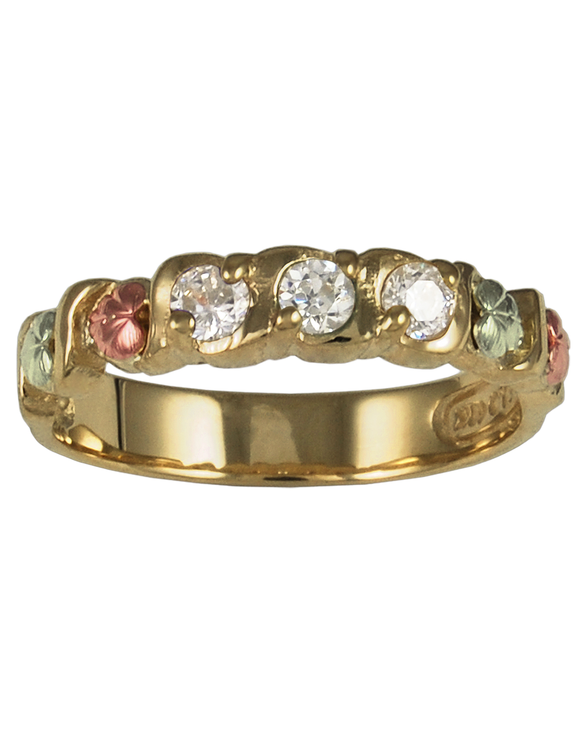 3-Stone Diamond Band, 10k Yellow Gold