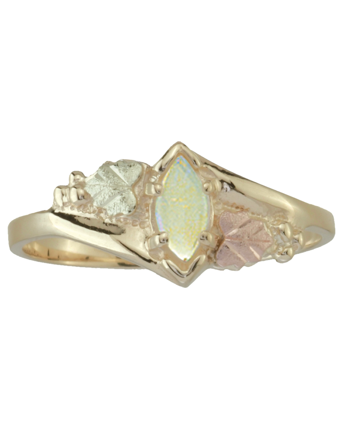 Opal Cabochon Marquise Bypass Ring, 10k Yellow Gold