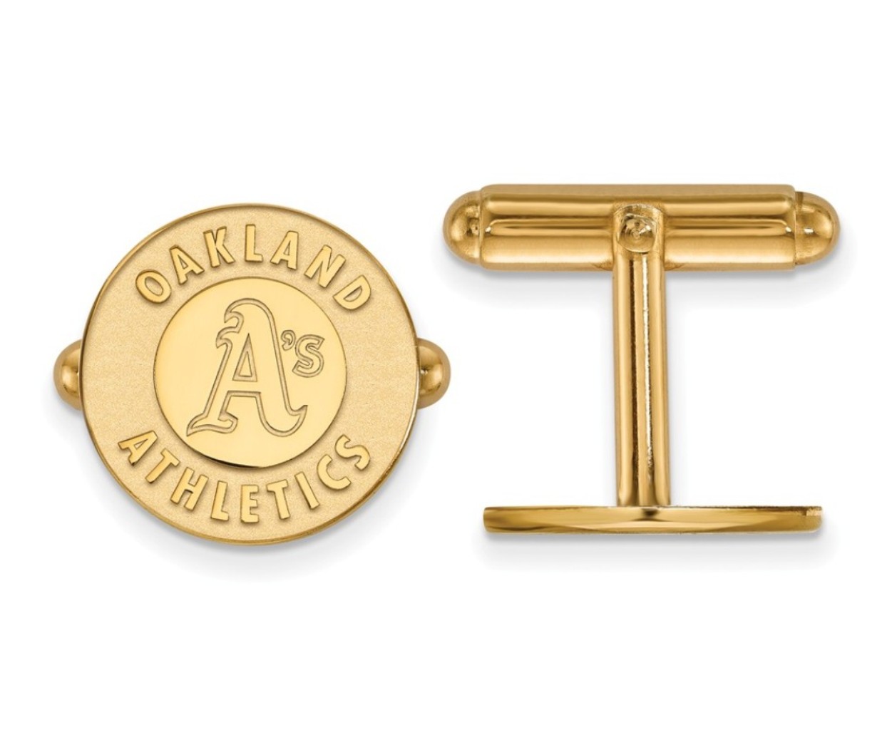 14k Yellow Gold Oakland Athletics cuff links, proudly made in the USA.