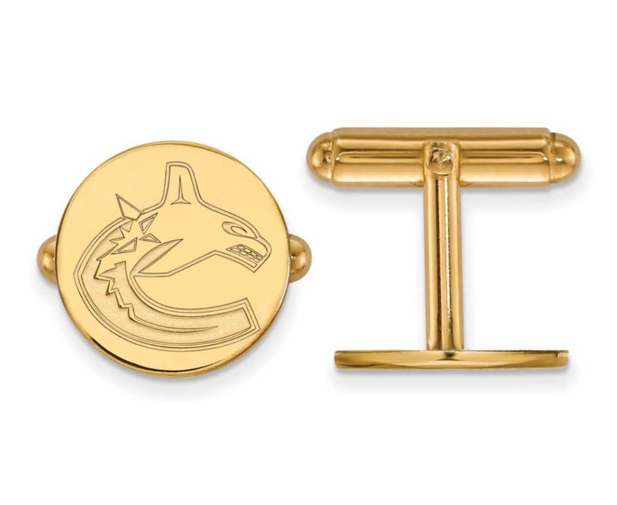 14k Yellow Gold NHL LogoArt Vancouver Canucks cuff links, proudly made in the USA.