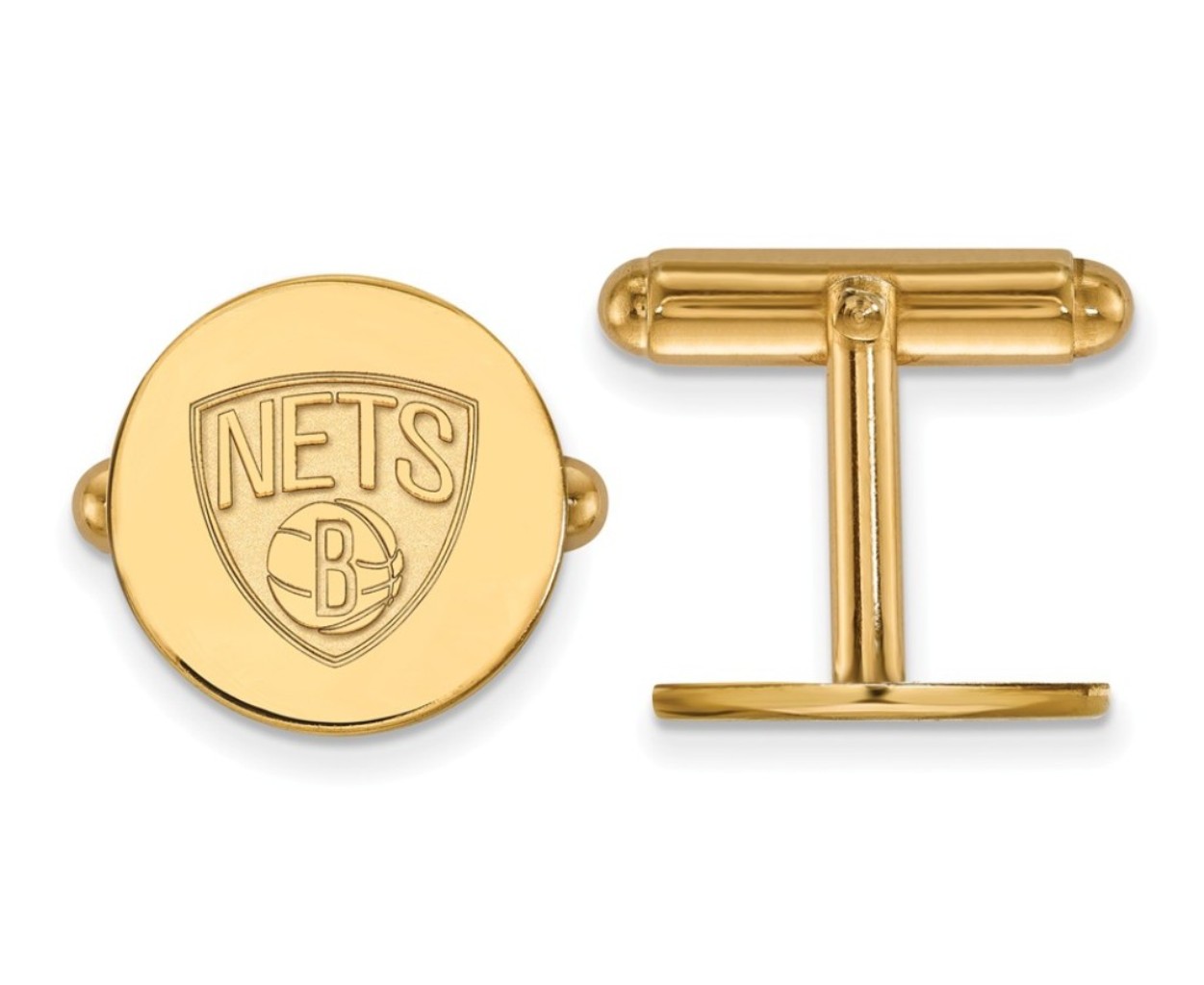 14k Yellow GoldBrooklyn Nets cuff links, proudly made in the USA.