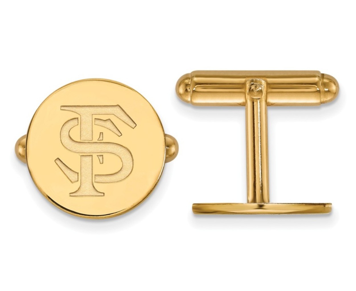 14k Yellow Gold Florida State University cuff links, proudly made in the USA.