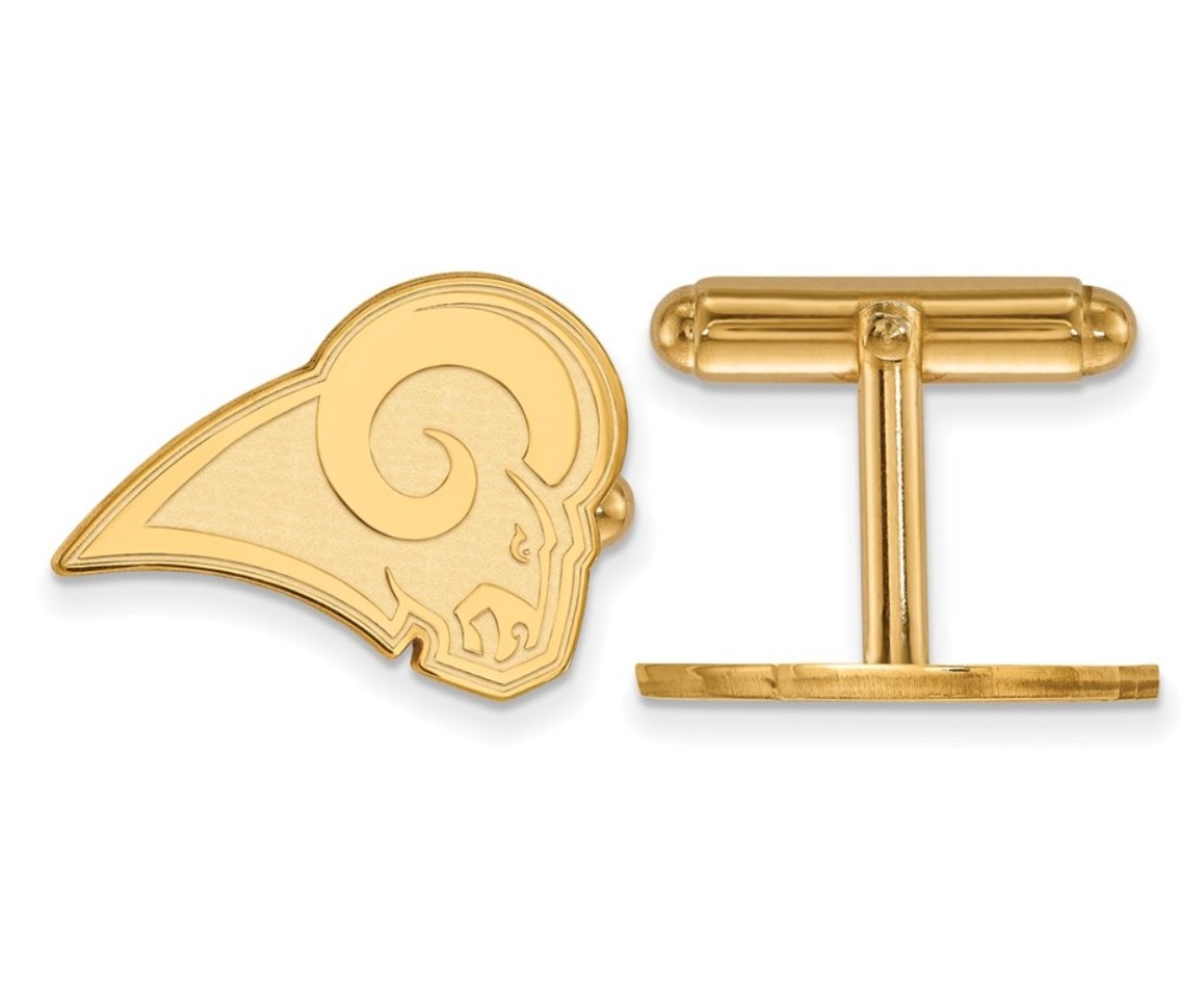 14k Yellow Gold Los Angeles Rams cuff links, proudly made in the USA.