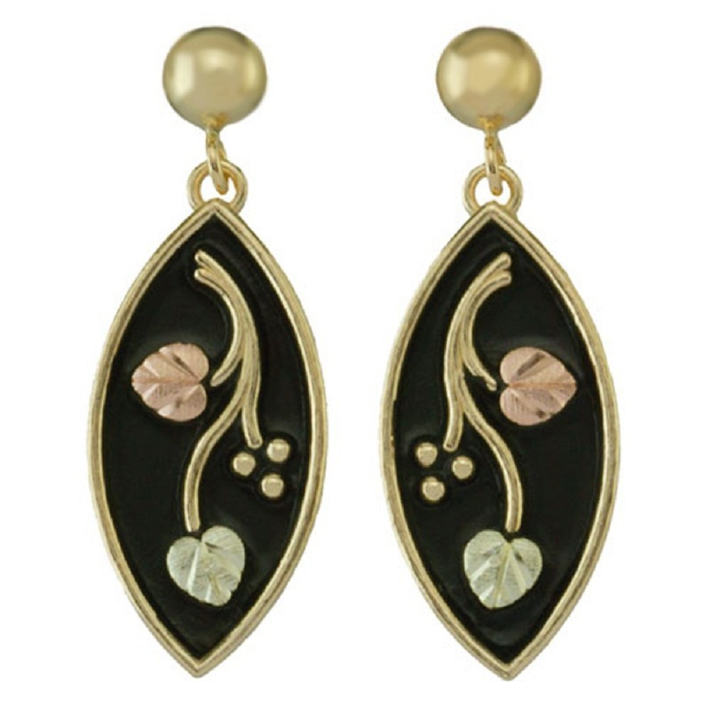 Marquise Antiqued Post Earring, 10k Yellow Gold. 