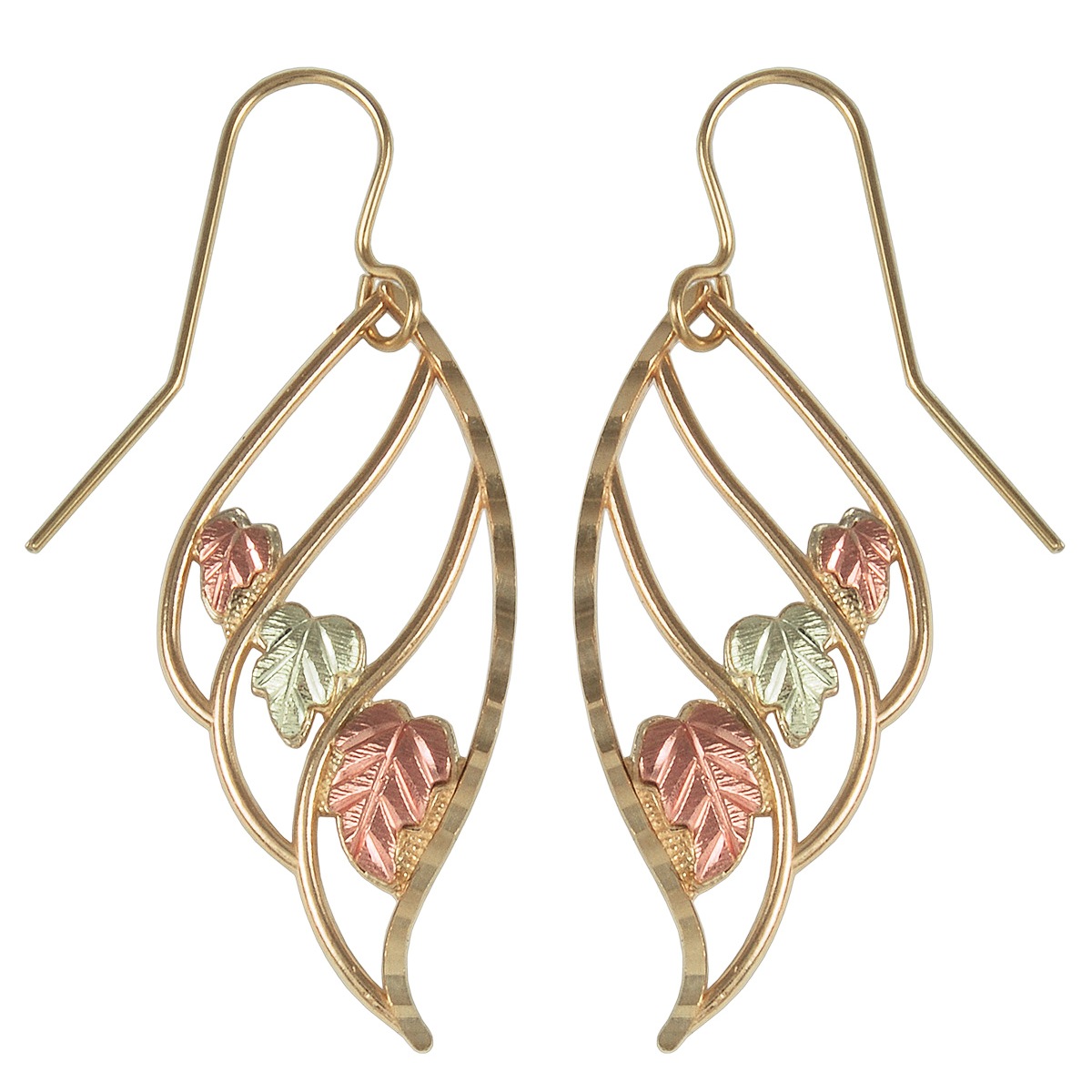 Earrings in Black Hills Gold motif 