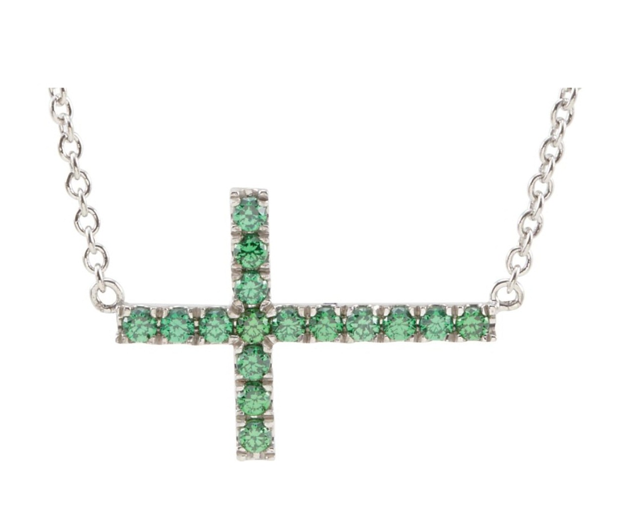  Sideways Cross Rhodium-Plated Sterling Silver