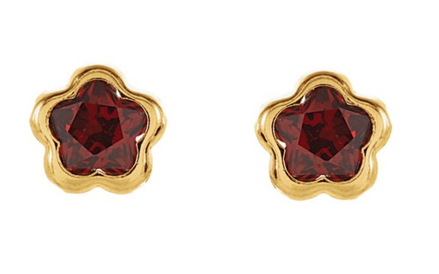 January CZ Birthstone Earrings, 14k Yellow Gold