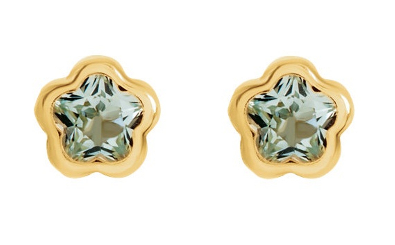 April CZ Birthstone Earrings, 14k Yellow Gold