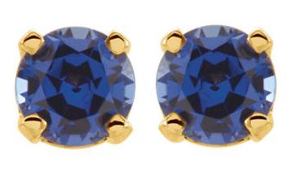 Genuine Blue Sapphire Youth Earrings, 14k Yellow Gold
