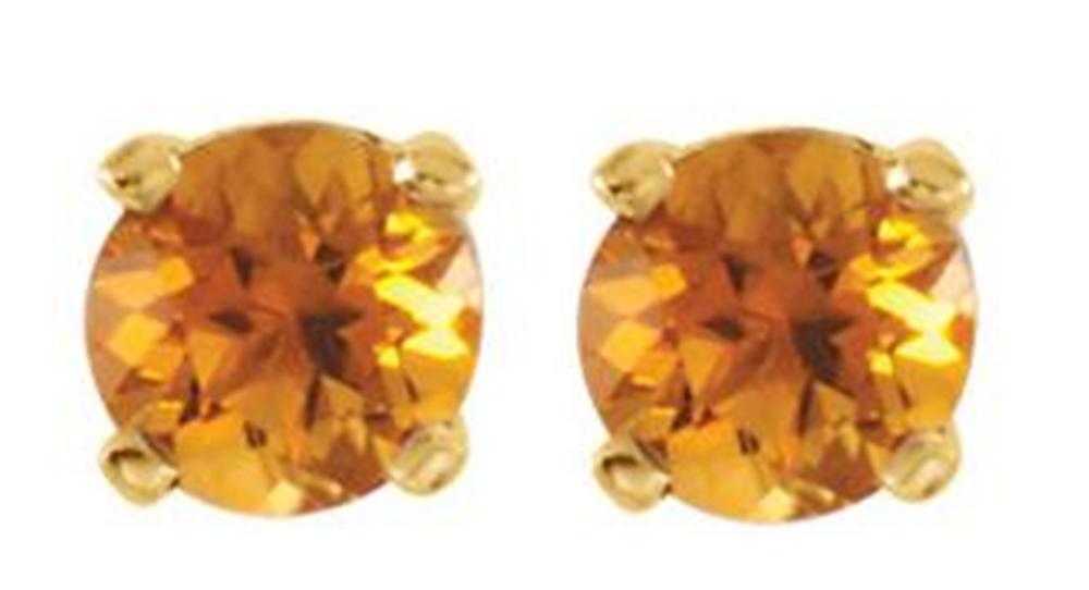 Genuine Citrine Youth Earrings, 14k Yellow Gold 
