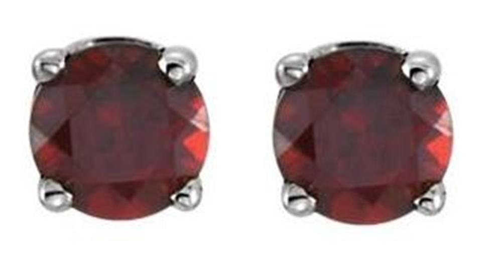 Genuine Mozambique Garnet Youth Earrings, Rhodium-Plated 14k White Gold
