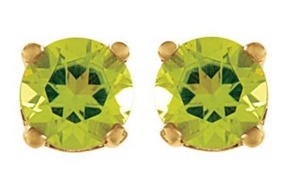 Genuine Peridot Youth Earrings, 14k Yellow Gold 
