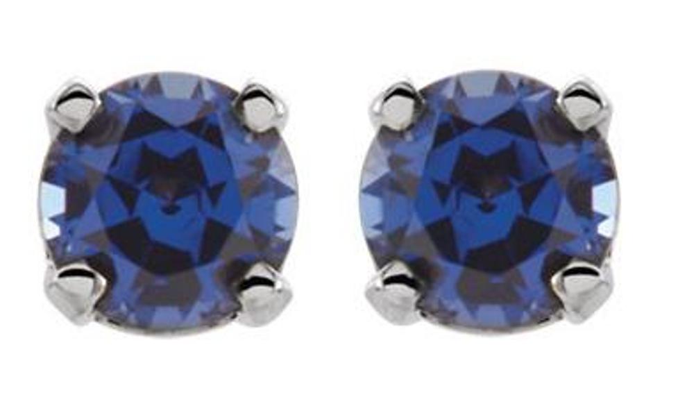 Lab-Created Sapphire Youth Earrings, Rhodium-Plated 14k White Gold  
