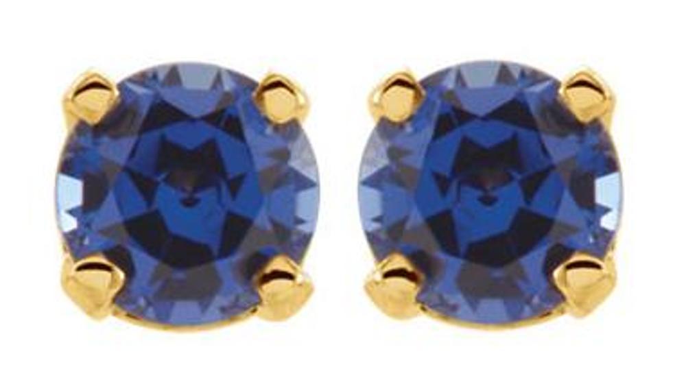 Lab-Created Sapphire Youth Earrings, 14k Yellow Gold  
