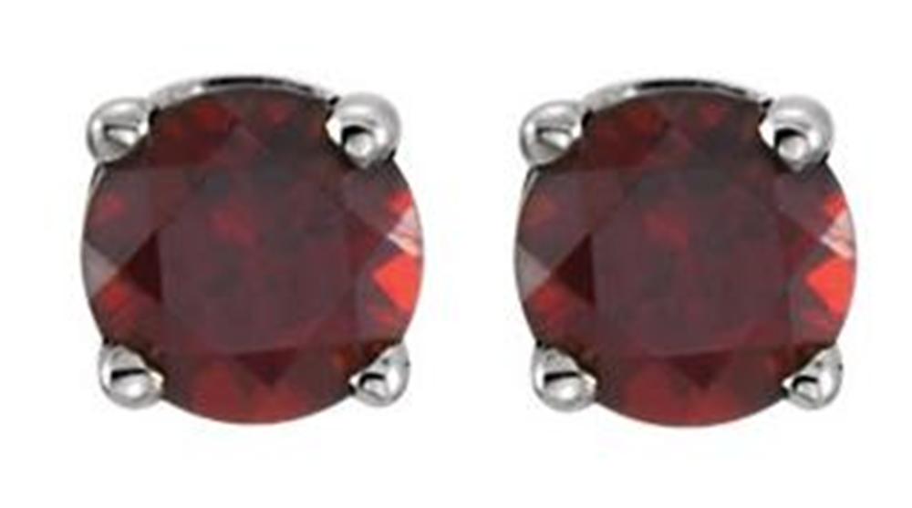 Created Garnet Youth Earrings, Sterling Silver 
