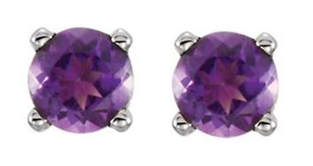 Created  Amethyst Youth Earrings, Sterling Silver
