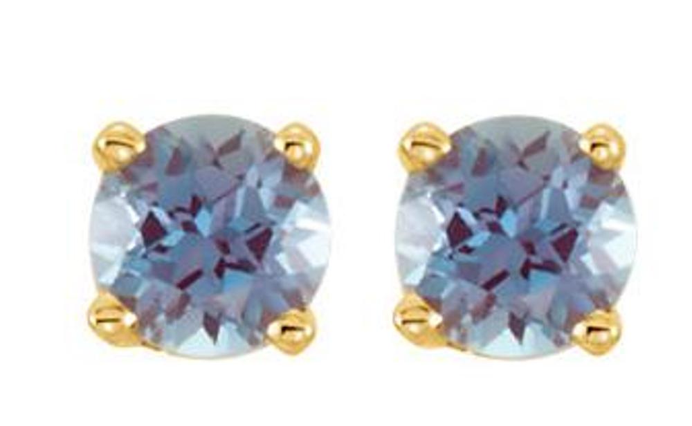 Created  Alexandrite Youth Earrings, 14k  Yellow Gold
