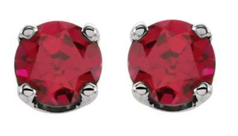 Created  Ruby Youth Earrings, Rhodium-Plated 14k White Gold 
