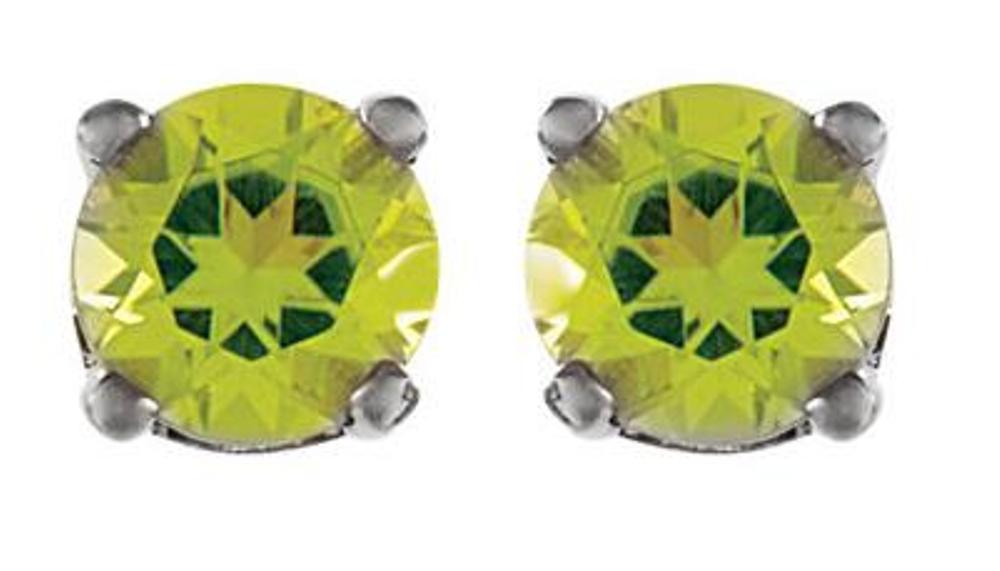 Created  Peridot Youth Earrings, Rhodium-Plated 14k White Gold
