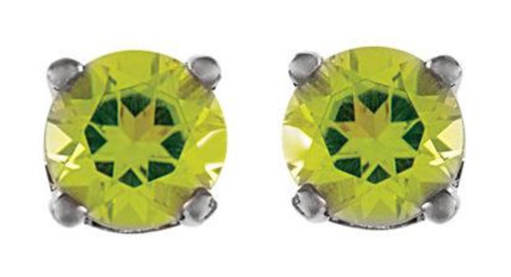 Created Peridot Youth Earrings, Sterling Silver
