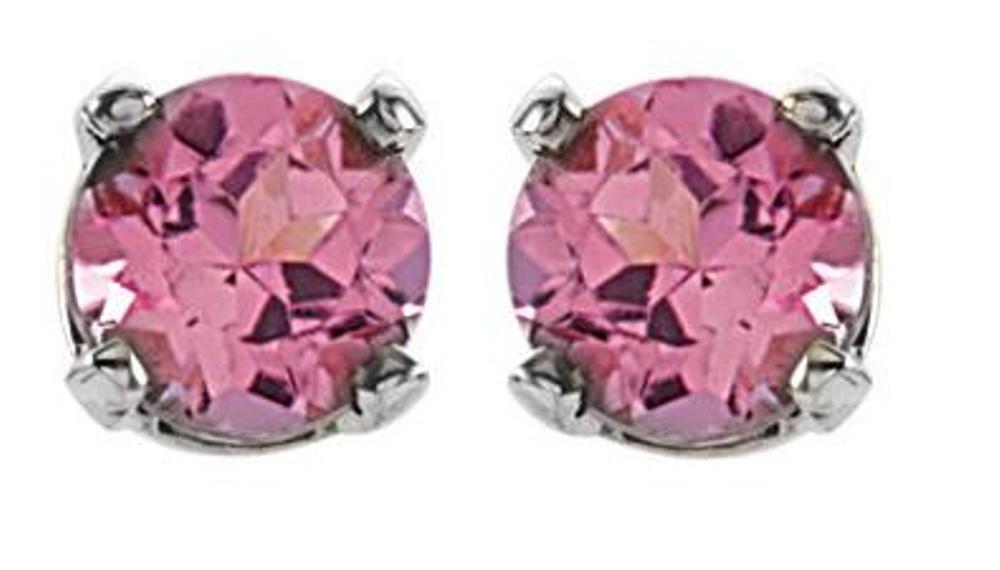 Created  Pink Tourmaline Youth Earrings , Rhodium-Plated 14k White Gold
