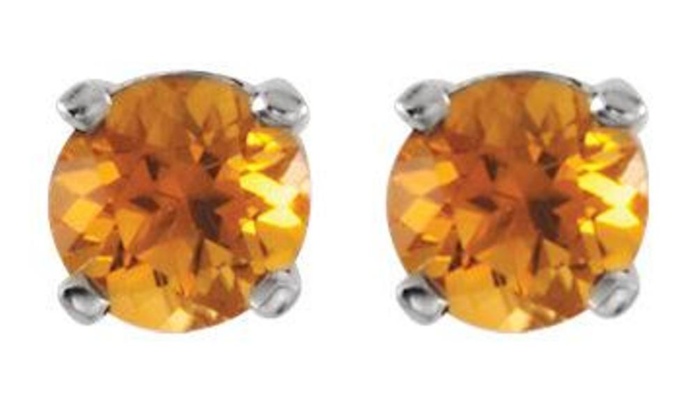 Created  Citrine Youth Earrings, Rhodium-Plated 14k White Gold 
