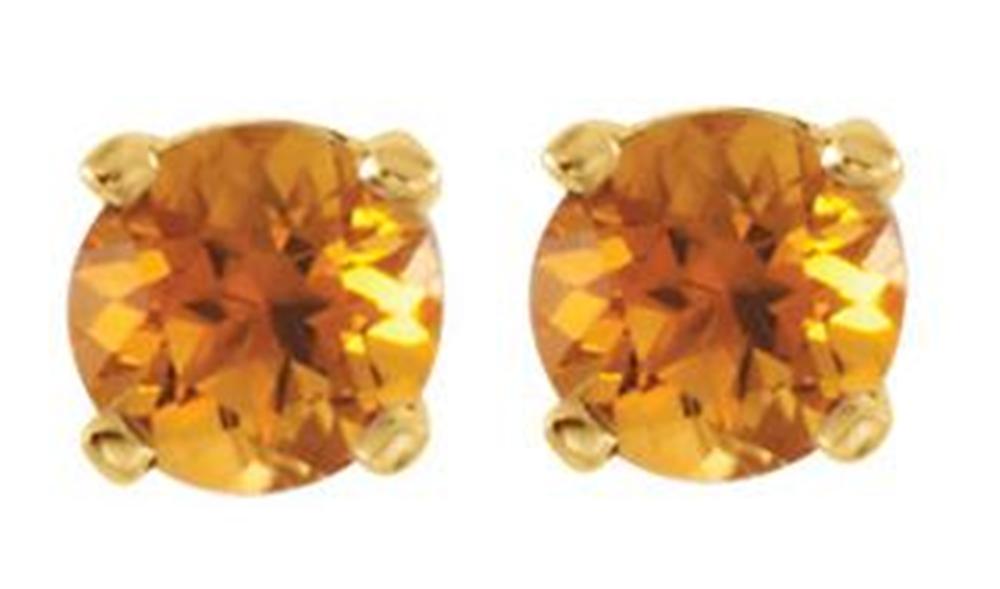 Created  Citrine Youth Earrings, 14k Yellow Gold
